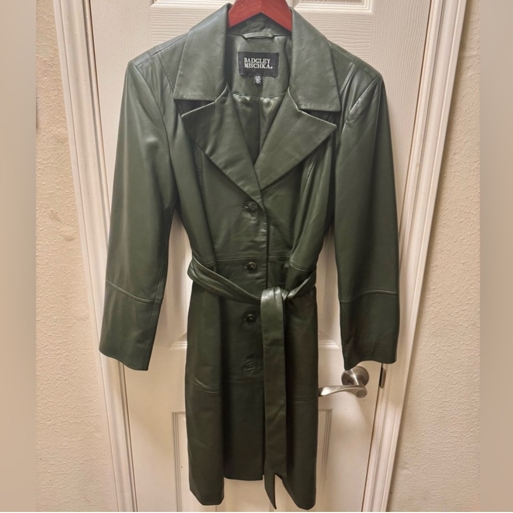 Badgley Mischka Leather Trench Coat